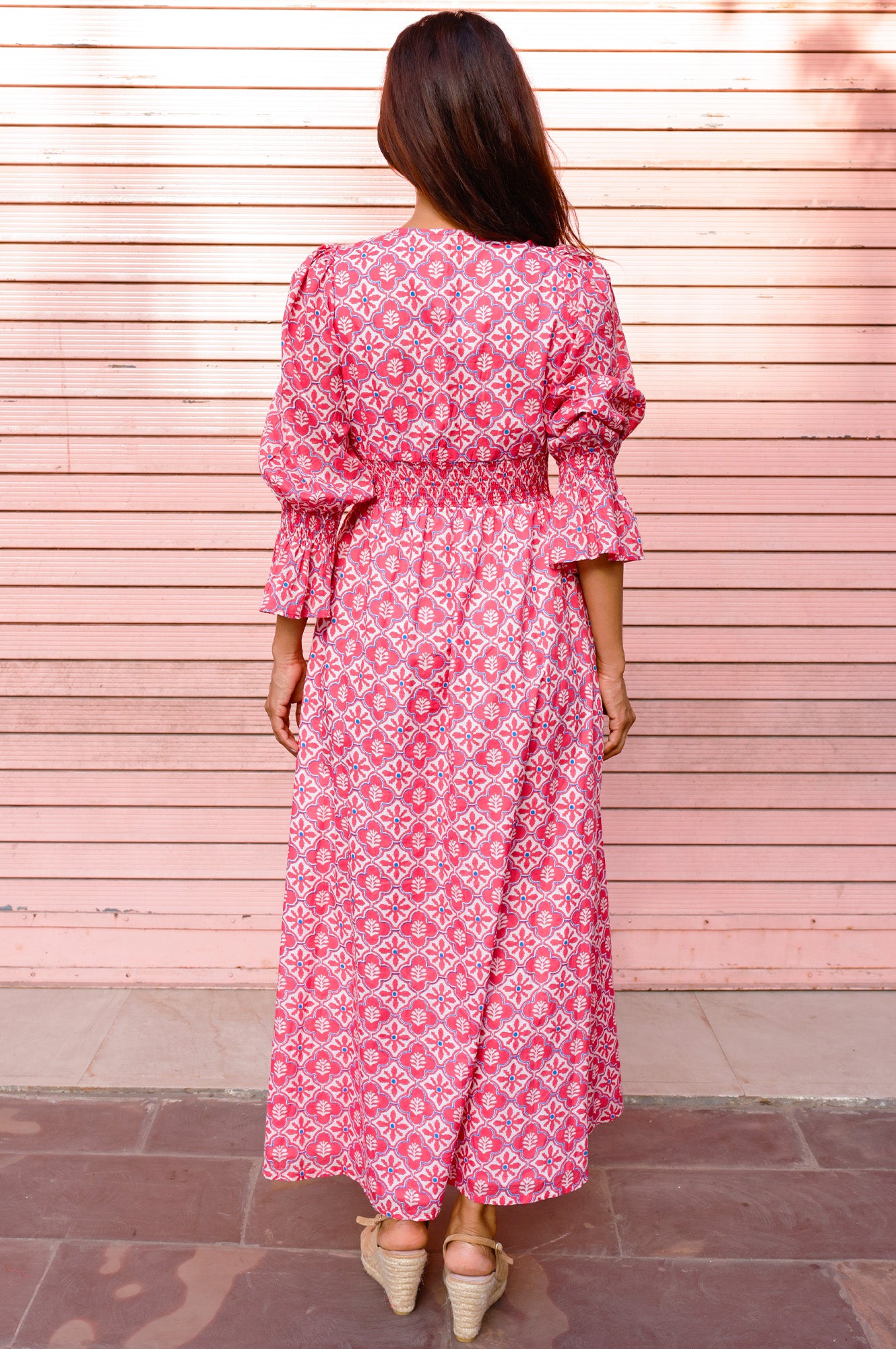 Chloe Organic Cotton Dress | Pink/White - Image 8