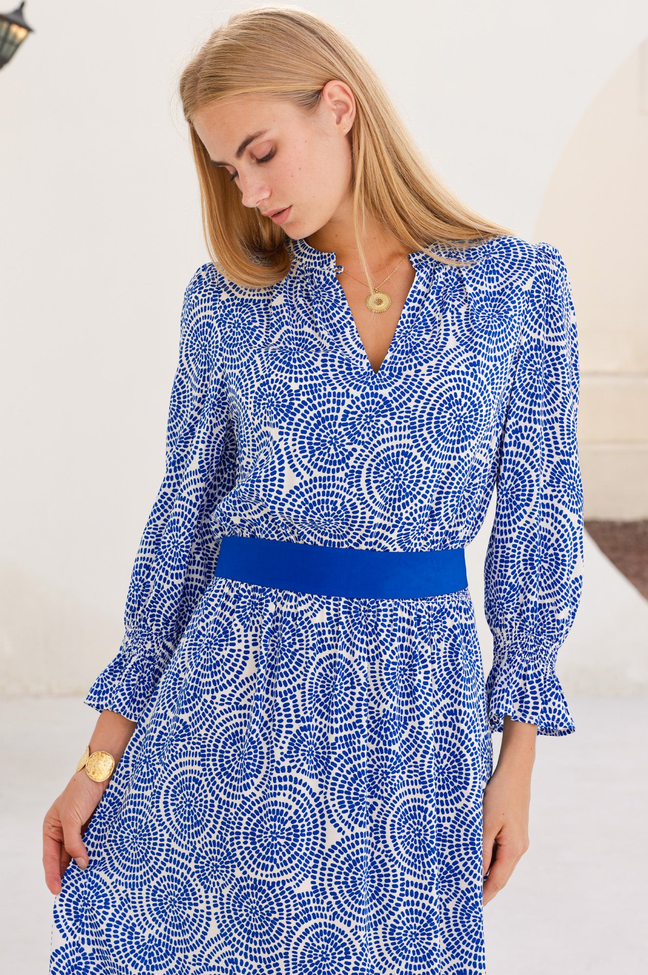 Maeve EcoVero™ Dress | White/Blue - Image 3