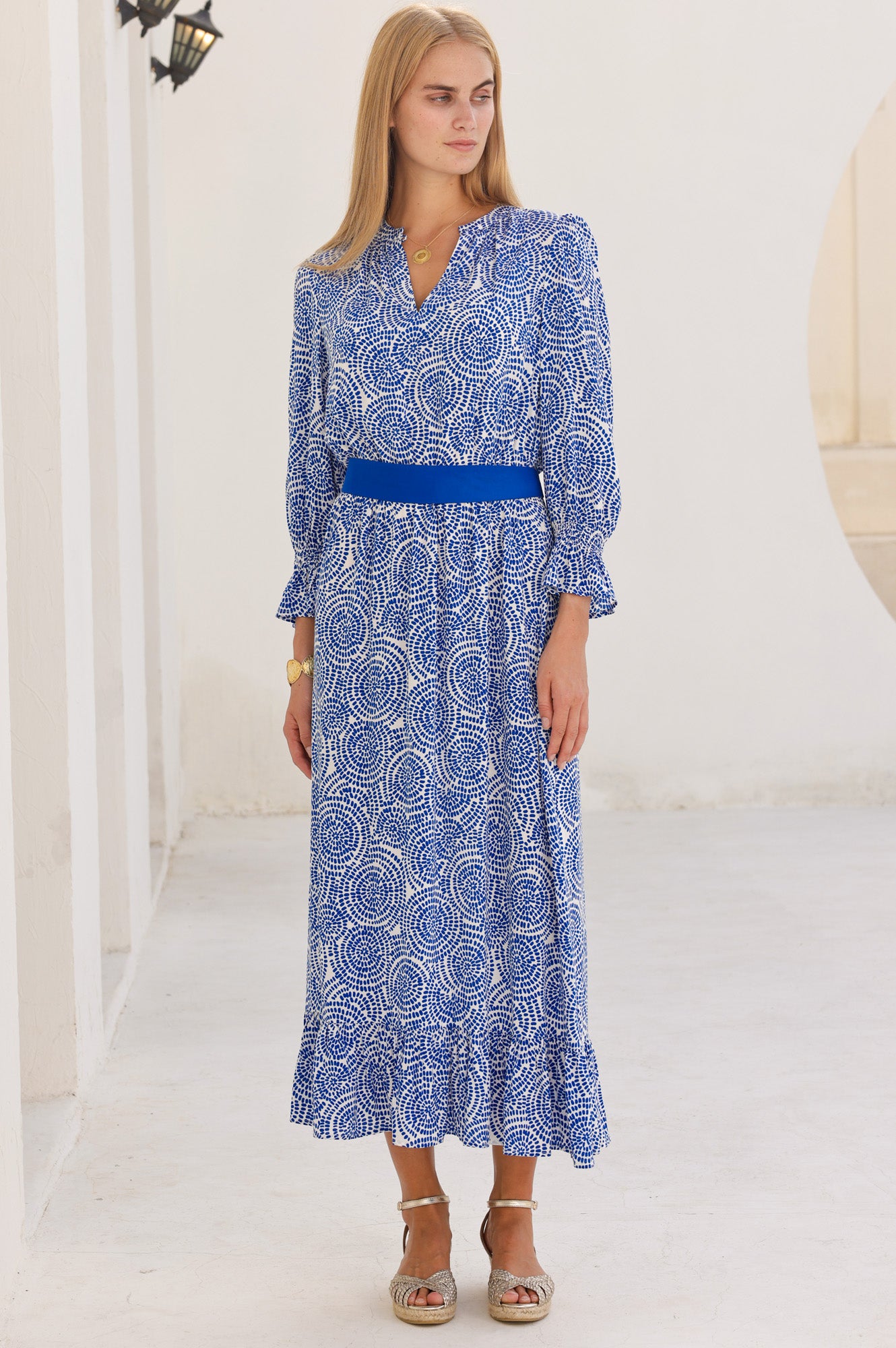 Maeve EcoVero™ Dress | White/Blue