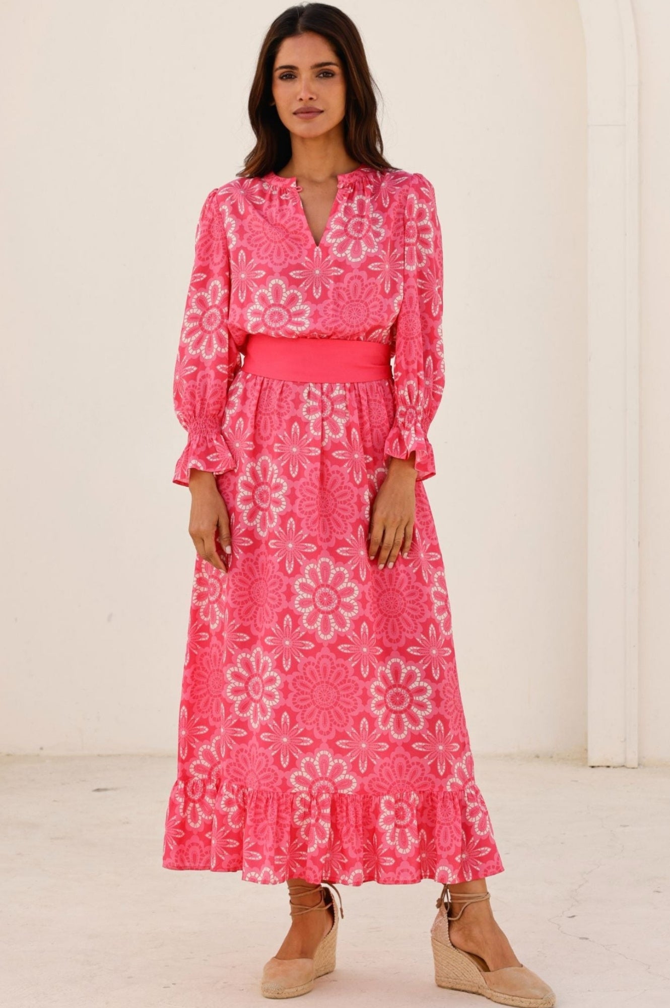 Maeve EcoVero™ Dress | Lace Floral Pink/White - Image 3
