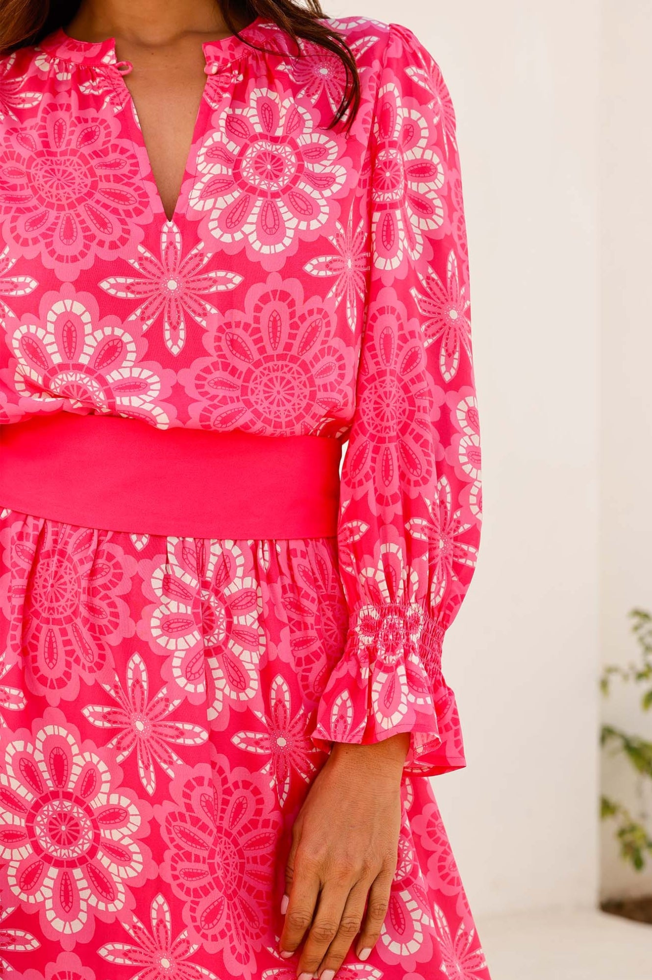 Maeve EcoVero™ Dress | Lace Floral Pink/White - Image 2